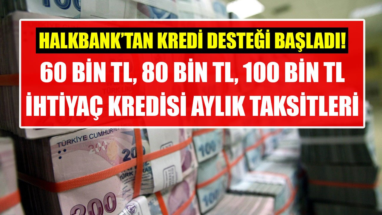 Halkbank'ta 60 Bin TL, 80 Bin TL, 100 Bin TL İhtiyaç Kredisi Aylık Taksitleri Kaç TL?