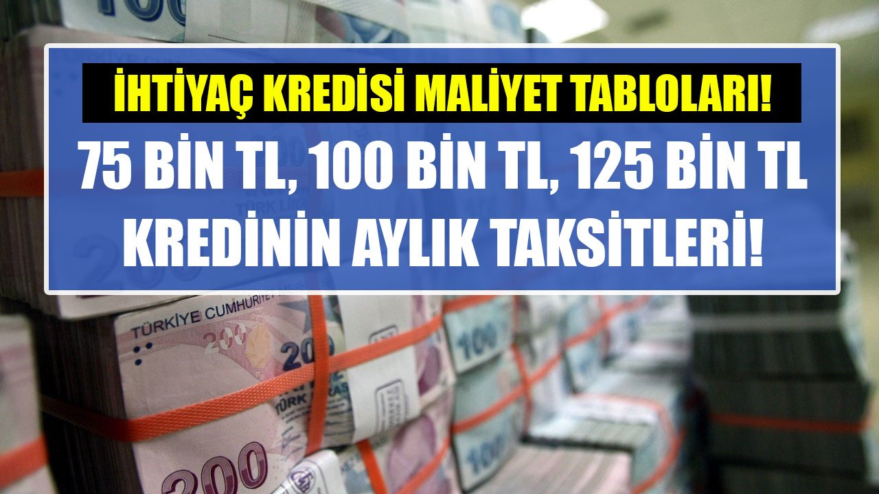 75 Bin TL, 100 Bin TL, 125 Bin TL İhtiyaç Kredisi Çekilse Vakıfbank'a Aylık Kaç TL Taksit Ödeniyor?