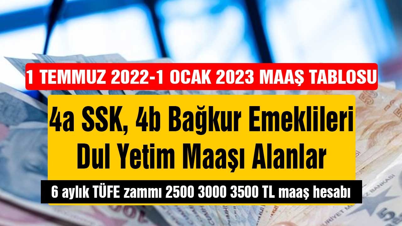 4a SSK 4b Bağkur emeklileri dul yetim maaşı alanlar! 6 aylık TÜFE zammı 2500 3000 3500 TL maaş hesabı yapıldı