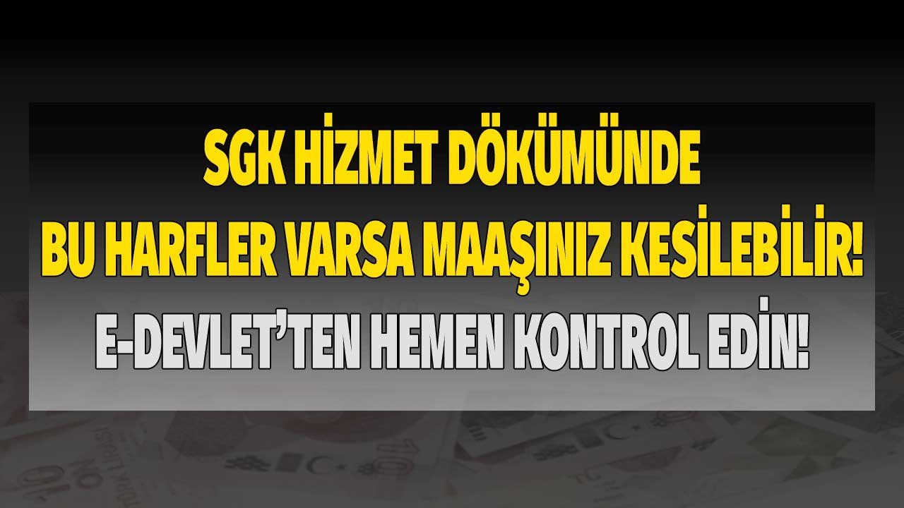 SGK'dan hemen kontrol edin! Hizmet dökümünde bu harfler varsa maaşınız kesilebilir