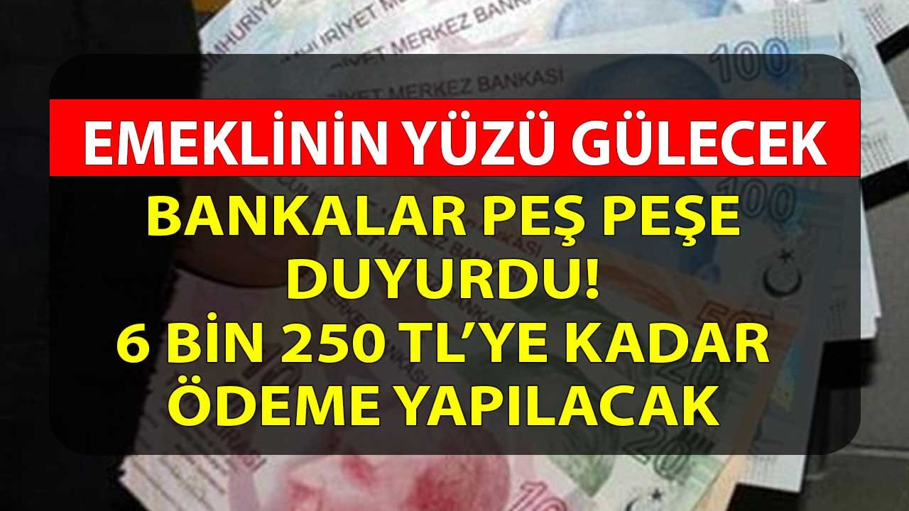 Emeklinin Yüzü Gülecek Bankalar Peş Peşe Açıkladı! 6 Bin 250 TL'ye Kadar Ödeme Yapılacak