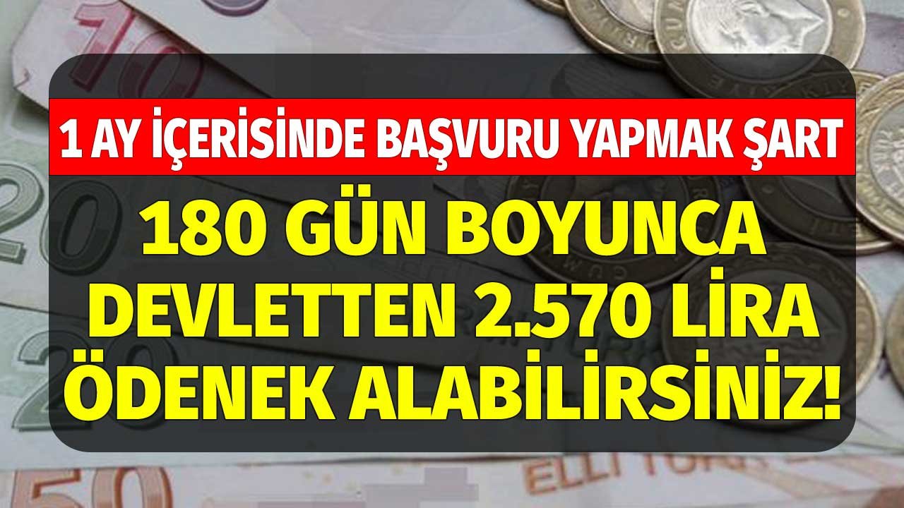 1 ay içerisinde başvuranlara 180 gün 2.570 lira ödenecek! Maaşı çok olana daha fazla ödeme!