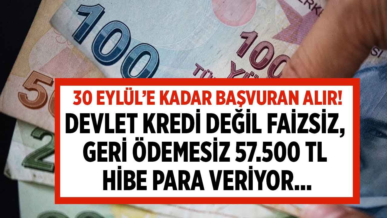 30 Eylül tarihine kadar başvuru yapan alır! Devlet kredi değil, karşılıksız, geri ödemesiz, faizsiz 57.500 TL hibe para veriyor