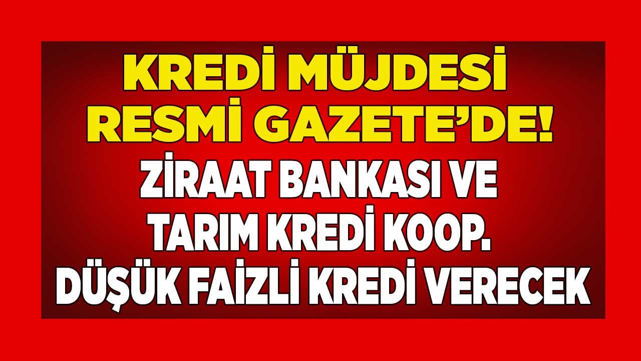 Kredi müjdesi Resmi Gazete'de yayımlandı: Ziraat Bankası ve Tarım Kredi Kooperatifi düşük faizli destek kredisi verecek!