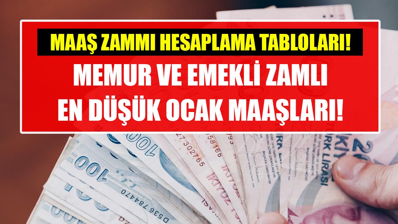 Öncü verilerle maaş zammı hesaplama tabloları! Memur ve emekli zamlı en düşük Ocak maaşları!