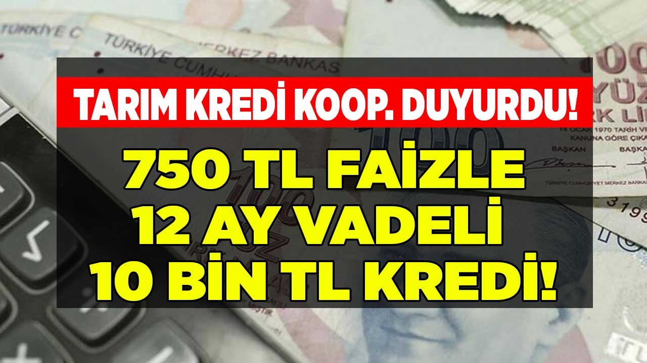 Tarım Kredi duyurdu sadece 750 TL faizle 12 ay taksitle 10.000 TL kredi veriyor işte başvuru şartları!