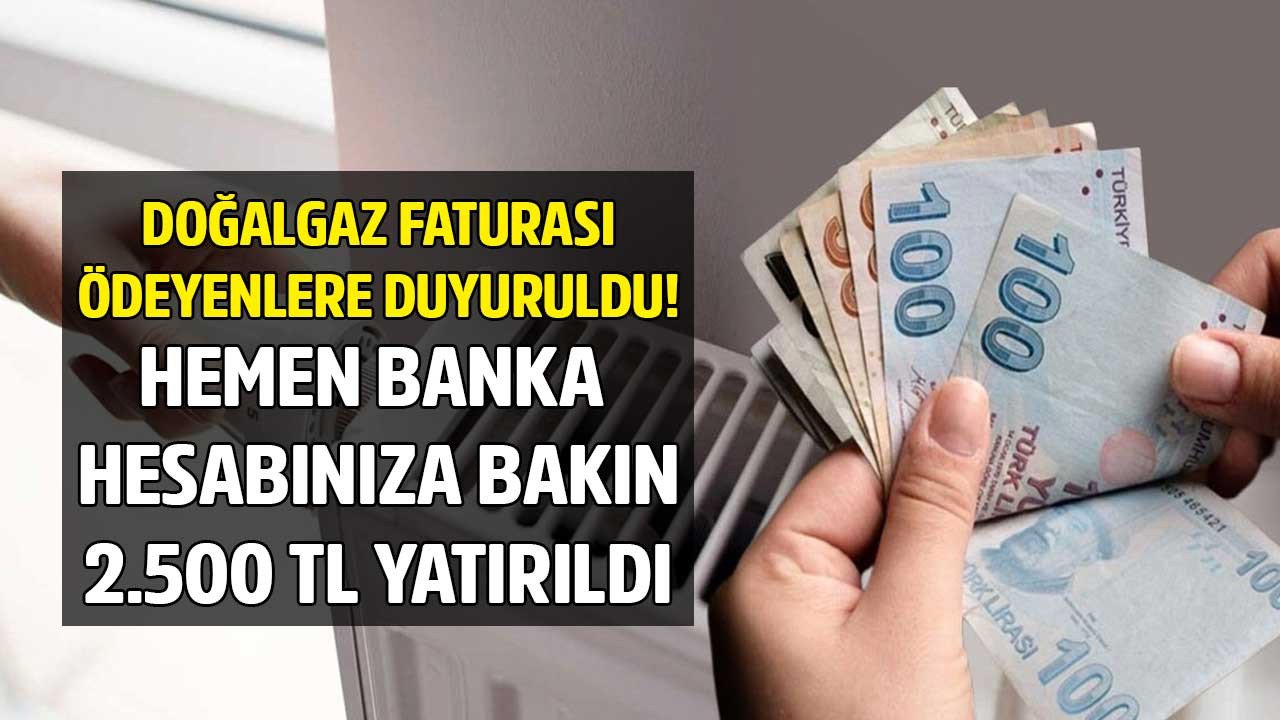 Doğalgaz faturası ödeyenlere Bakan Yanık duyurdu hemen hesabınıza bakın 2 bin 500 TL yattı!