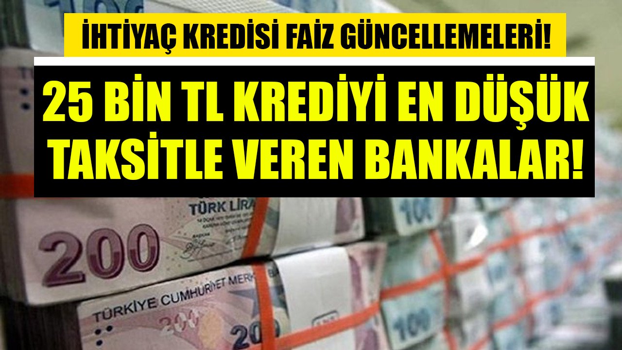 Kasım sonu ihtiyaç kredisi faiz güncellemeleri! 25 Bin TL krediye en düşük taksitler bu bankalarda!