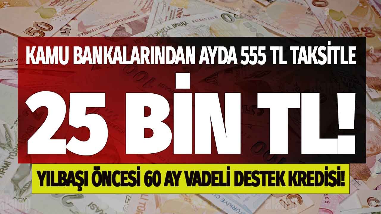 Devlet bankalarından 60 ay vadeli yılbaşı öncesi ihtiyaç kredisi kampanyası 555 TL taksitle 25000 Lira veriyorlar 0.99 faiz oranı fırsatı var