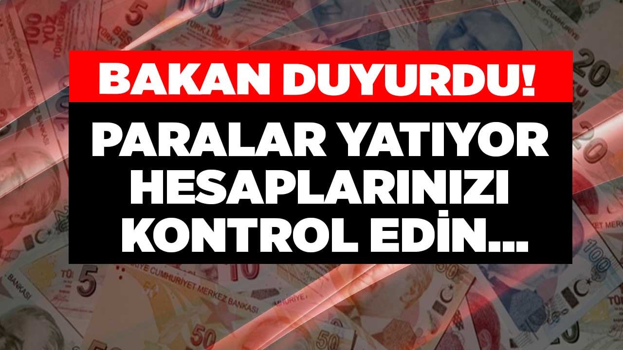 Bakan Yanık duyurdu paralar bugün yatırılıyor 14:00'te hesaplarınızı kontrol edin