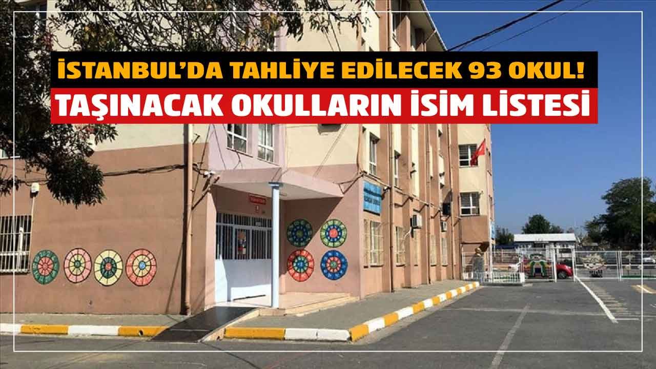 İstanbul'da tahliye edilecek 93 okul sıralı tam isim listesi! İstanbul hangi okullar taşınacak?