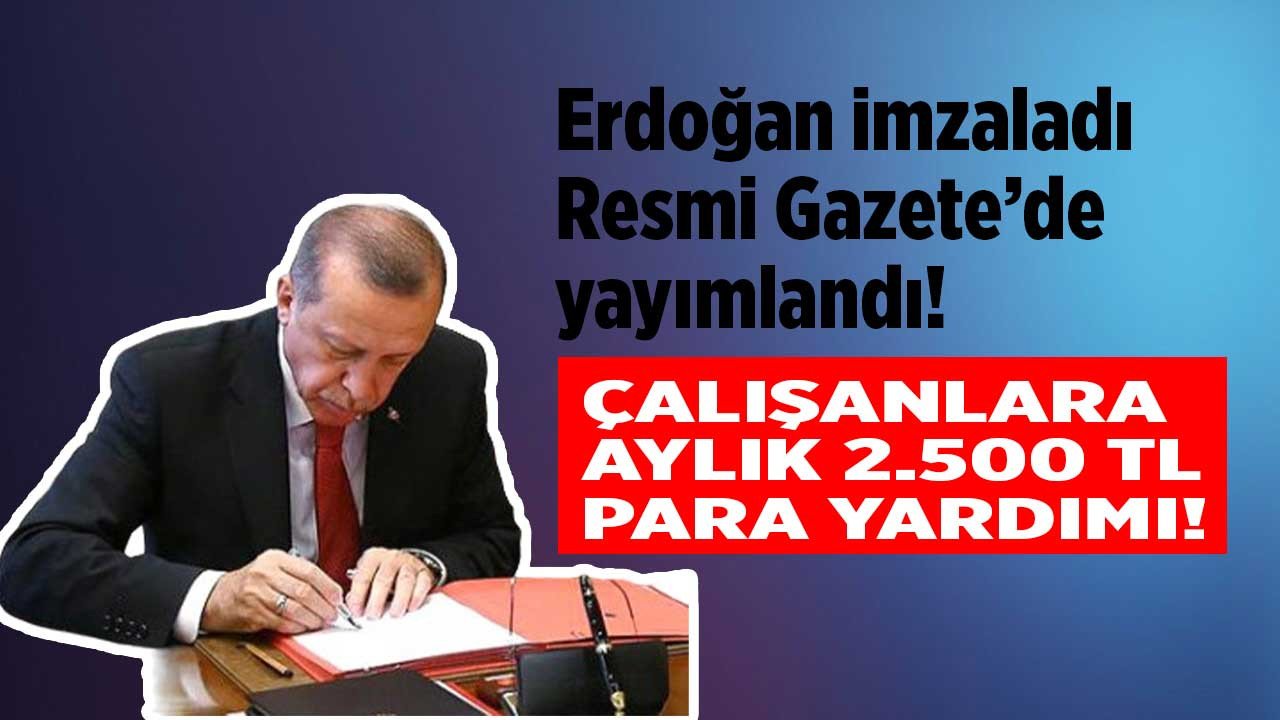 Erdoğan imzaladı! Özel sektör çalışanlarına aylık 2.500 TL elektrik doğalgaz ve yemek yardımı parası kararı çıktı