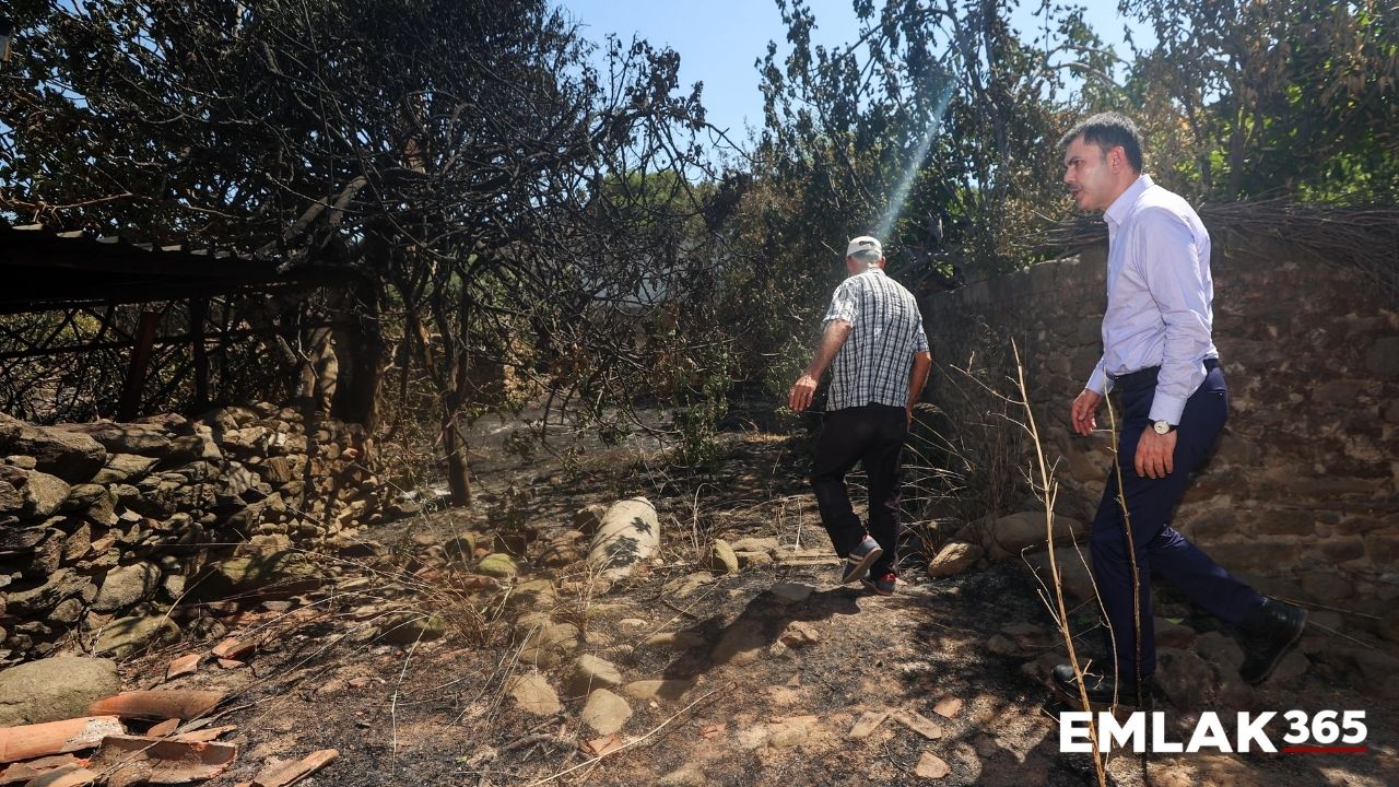 Bakan Kurum yangından zarar gören köyleri ziyaret etti! İnşa çalışmaları başlayacak