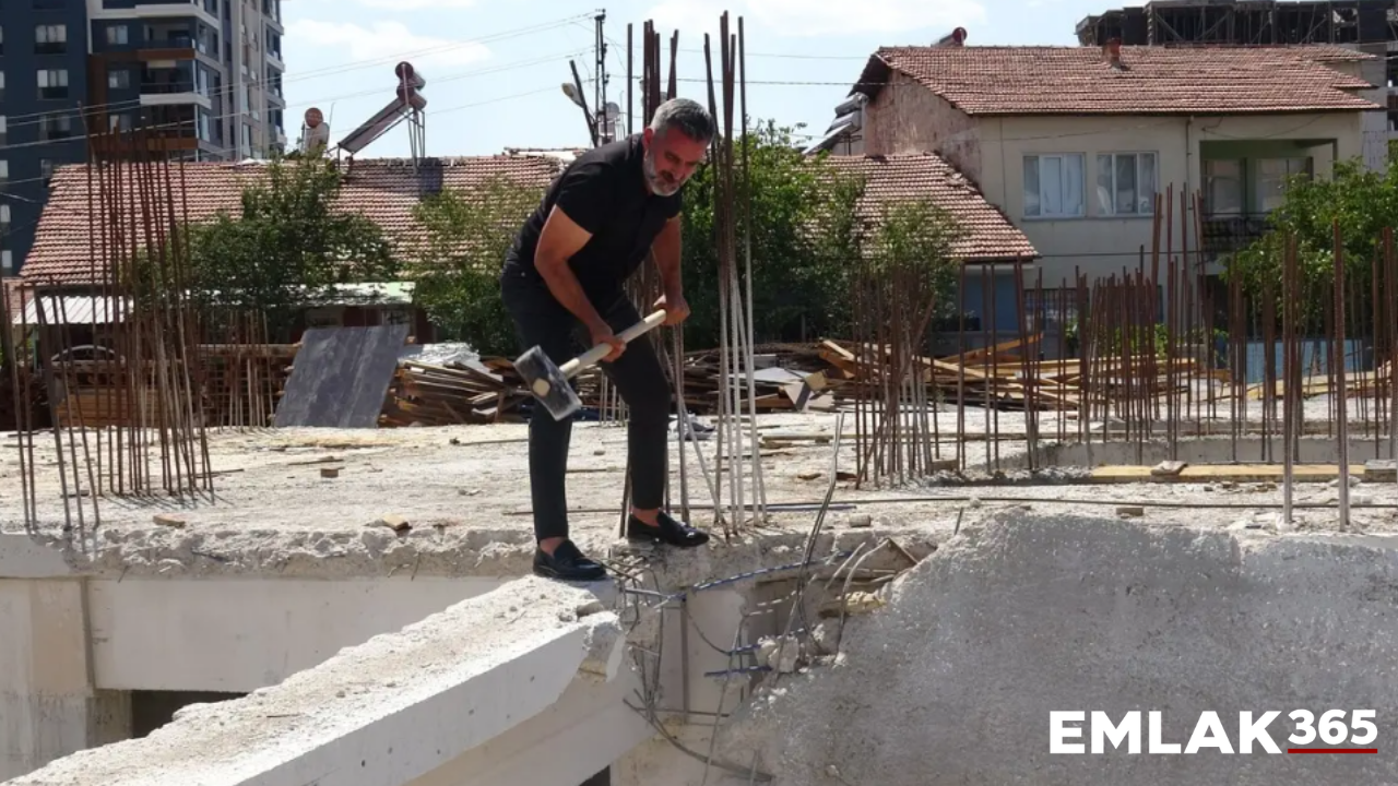 Malatya'da bir müteahhit kendi yaptığı inşaatı yıktı!