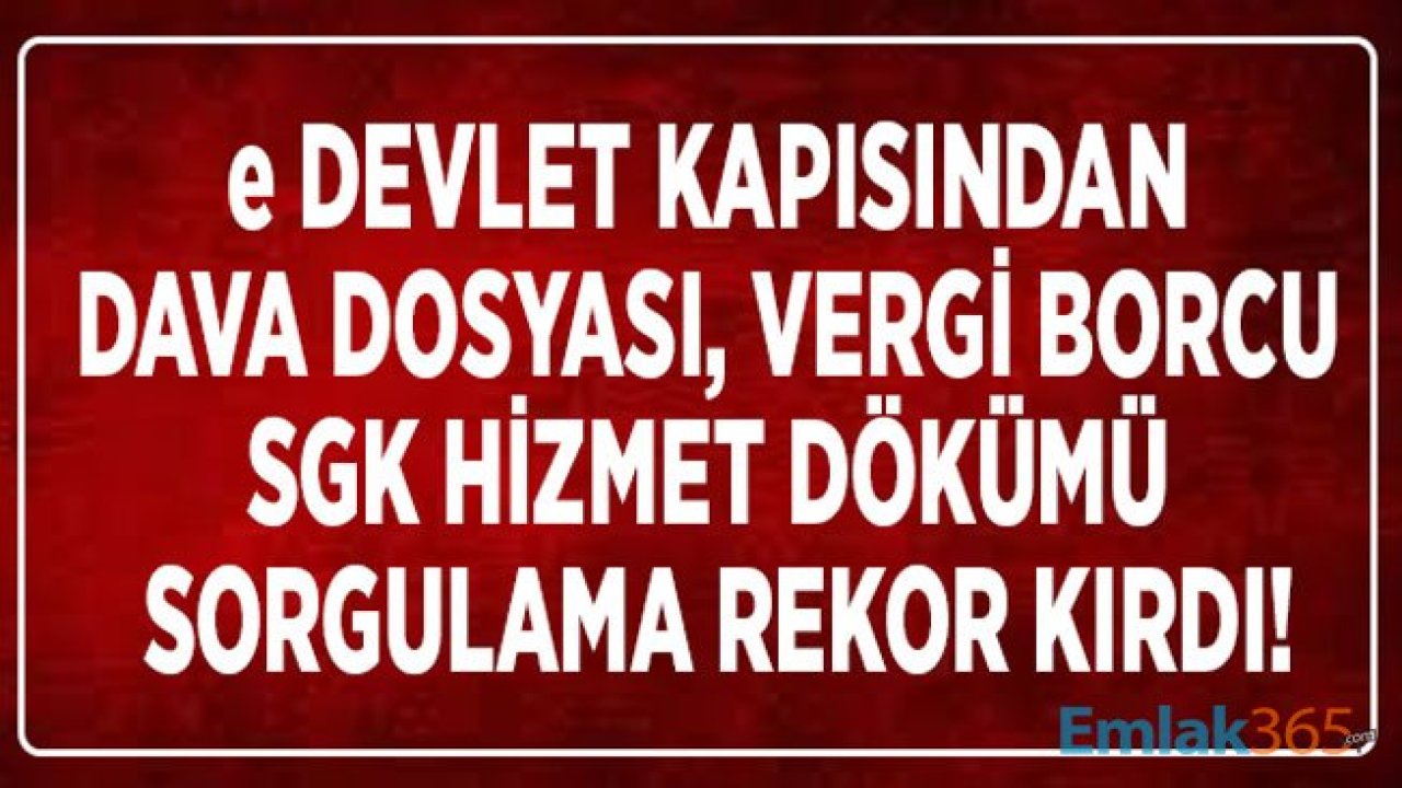 e Devlet Üzerinden En Fazla SGK Hizmet Dökümü, Dava Dosyası ve Vergi Borcu Sorgulama Yapıldı!