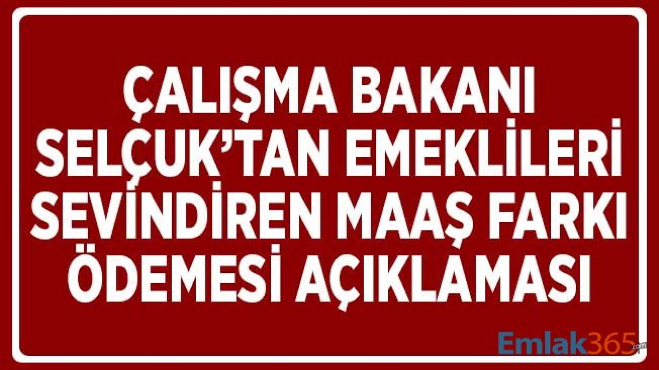 Çalışma Bakanı Selçuk'tan Emeklileri Sevindiren Maaş Farkı Ödemesi Açıklaması