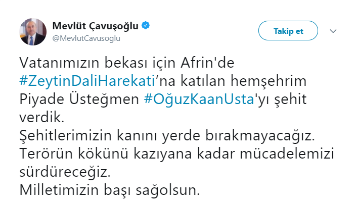 Son Dakika! Afrin'den İkinci Şehit Haberi Geldi