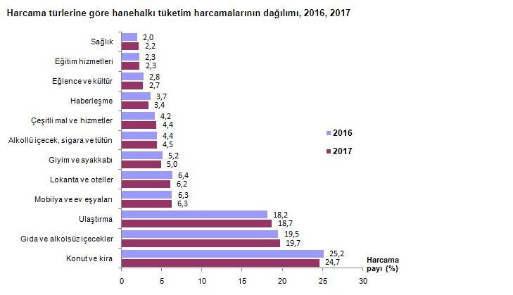 En Çok Harcamayı Konut ve Kira Giderlerine Yapıyoruz