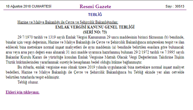 2019 Bina Metrekare İnşaat Maliyet Bedelleri Resmi Gazete 'de Yayımlandı!