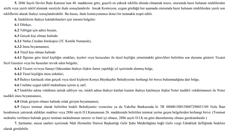 Konya Büyükşehir Belediyesi Arsa İhalesi Resmi Gazete İlanı