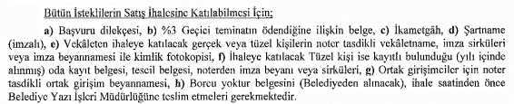 Yatağan Belediyesi Daire (Konut) Taşınmaz Satış İhalesi İlanı