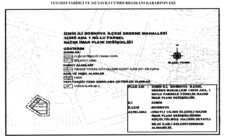 Özelleştirme İdaresi Bornova Ergene Mahallesi Nazım İmar ve Uygulama İmar Planı Değişikliği