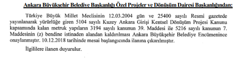 Ankara Büyükşehir Belediyesi Metruk Bina Yıkımı Kararları Resmi Gazete'de Yayımlandı!