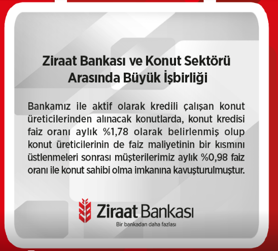 Tüm Detayları İle "Ziraat Bankası Konut Kredisi Kampanyası"