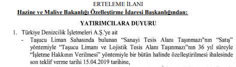 Mersin Taşucu Limanı Özelleştirme İhalesi İçin ÖİB Erteleme Kararı Aldı!