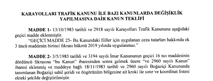 İmar Barışı Boğaziçi Öngörünüm Yasa Teklifi Meclisten Geçti!