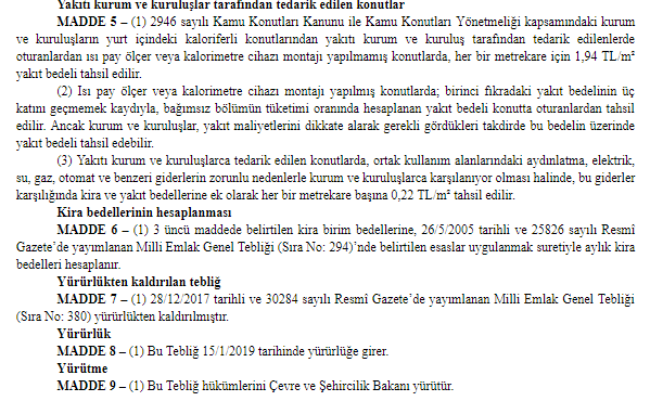 Milli Emlak Genel Tebliği Yayımlandı, 2019 Kamu Lojman Kiraları Açıklandı!