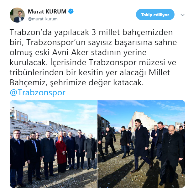 Bakan Murat Kurum Trabzon Avni Aker Millet Bahçesi Şantiyesini Denetledi!