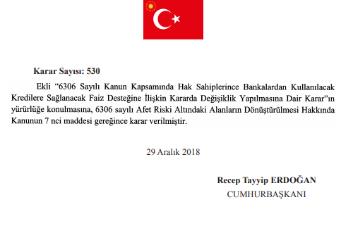 6306 Sayılı Kentsel Dönüşüm Kanunu Kredi Faiz Desteği Hakkında Yeni Karar Yayımlandı!