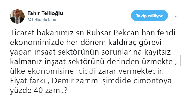 İMKON Başkanı Tellioğlu Fiyat Farkı, Demir ve Çimento Fiyatlarına Zam Eleştirisinde Bulundu!