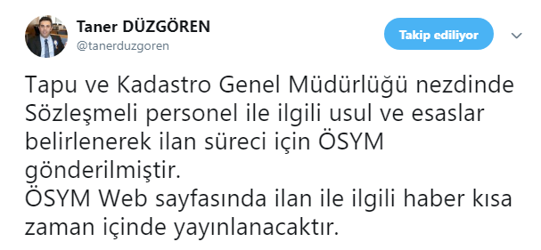 Tapu ve Kadastro Genel Müdürlüğü Sözleşmeli Personel Alımı İçin Beklenen Müjde Geldi!