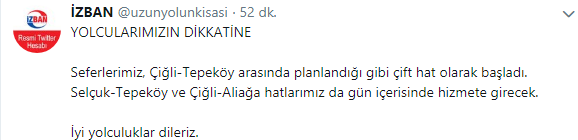 Son Dakika! İZBAN Grevi Bitti, İlk Seferler Başladı Çiğli Tepeköy, Çiğli Aliağa ve  Selçuk Tepeköy Hatları Ulaşıma Açıldı