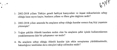 Hafriyat Kamyonları ve Beton Mikserleri Kazaları Mecliste Soru Önergesi Oldu!