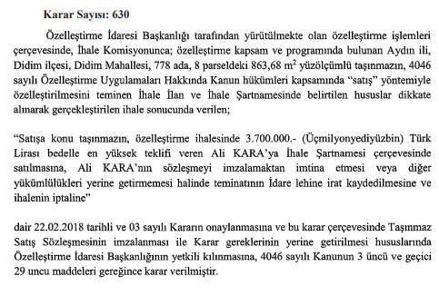 Özelleştirme İdaresi Başkanlığı ile İlgili Kararlar Resmi Gazete'de Yayımlandı