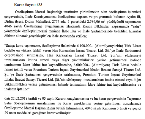 Özelleştirme İdaresi Başkanlığı ile İlgili Kararlar Resmi Gazete'de Yayımlandı