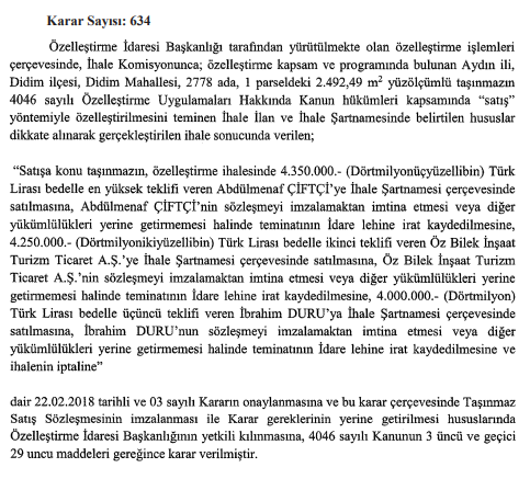 Özelleştirme İdaresi Başkanlığı ile İlgili Kararlar Resmi Gazete'de Yayımlandı