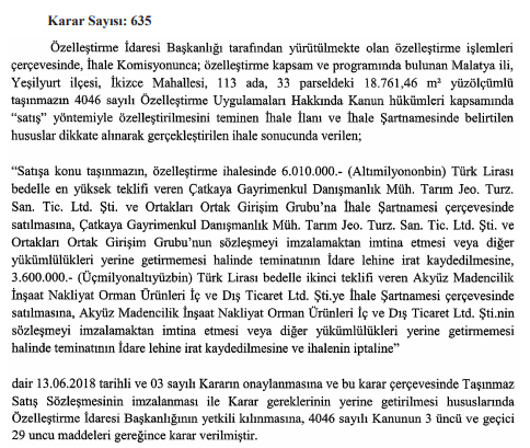 Özelleştirme İdaresi Başkanlığı ile İlgili Kararlar Resmi Gazete'de Yayımlandı