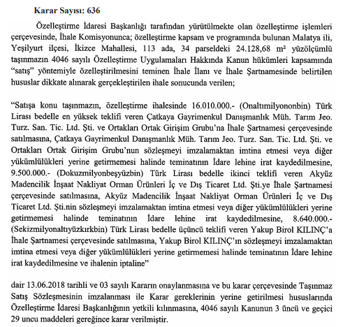 Özelleştirme İdaresi Başkanlığı ile İlgili Kararlar Resmi Gazete'de Yayımlandı