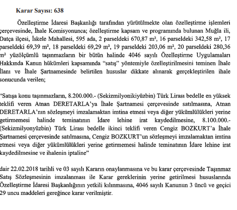 Özelleştirme İdaresi Başkanlığı ile İlgili Kararlar Resmi Gazete'de Yayımlandı