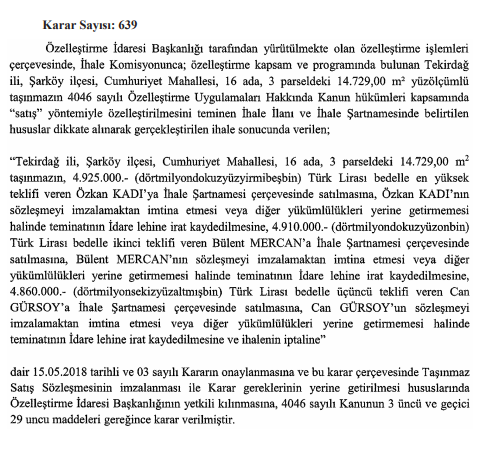 Özelleştirme İdaresi Başkanlığı ile İlgili Kararlar Resmi Gazete'de Yayımlandı