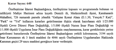 Özelleştirme İdaresi Başkanlığı ile İlgili Kararlar Resmi Gazete'de Yayımlandı