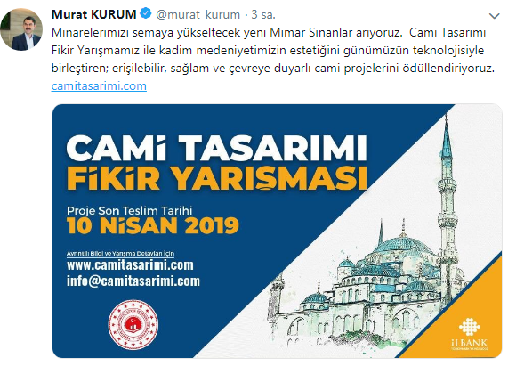 Çevre ve Şehircilik Bakanlığı 720 Bin Liralık Ödüllü Cami Tasarımı Yarışması Düzenliyor!