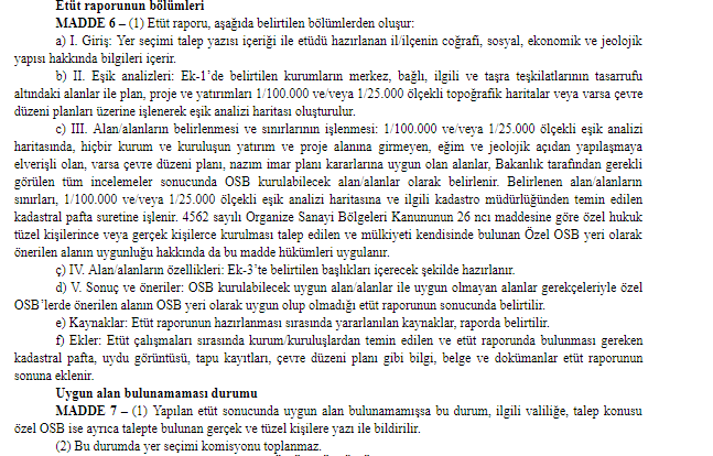 Organize Sanayi Bölgeleri Yer Seçimi Yönetmeliği 2019 Yayımlandı!