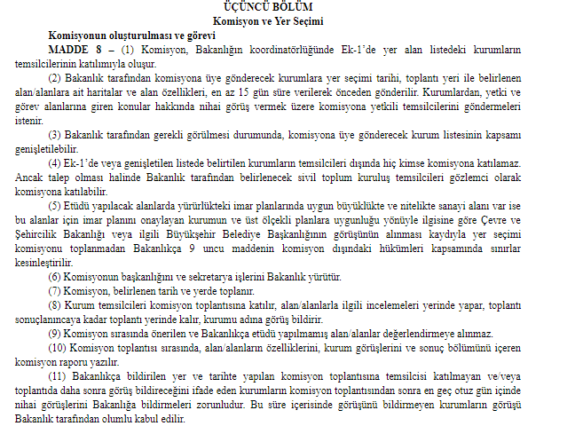 Organize Sanayi Bölgeleri Yer Seçimi Yönetmeliği 2019 Yayımlandı!
