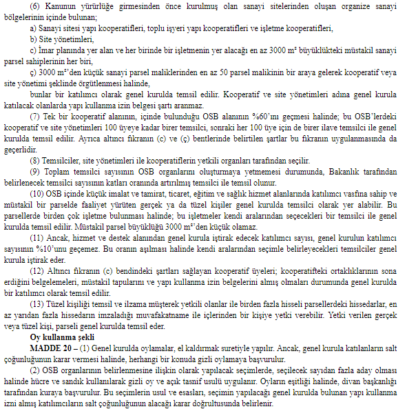 OSB Uygulama Yönetmeliği Değişikliği 2019