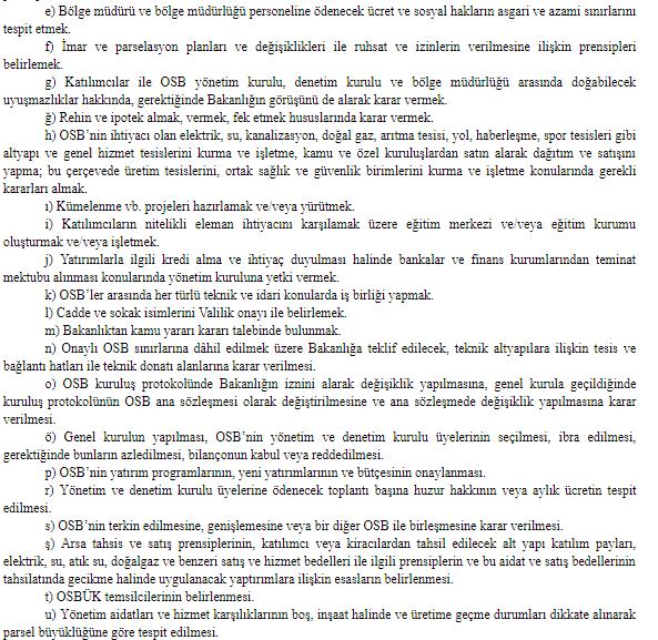 OSB Uygulama Yönetmeliği Değişikliği 2019